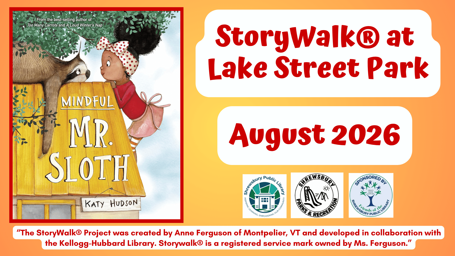 Storywalk® at Lake Street Park, July 2026, Meet Our Flag, Old Glory